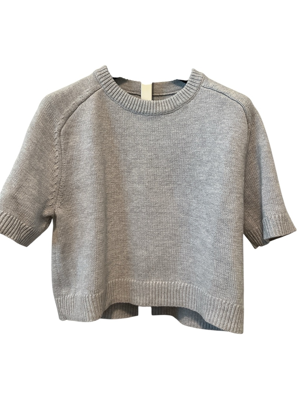 Abercrombie & Fitch Heather Light Gray Knit Pullover Short-Sleeve Crewneck - Picture 4 of 5